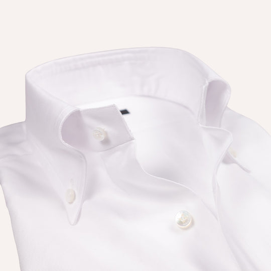 White Slim Fit Oxford Button Down Shirt