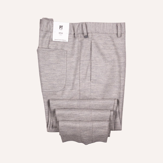 Light Grey Melange Wool Travel Trouser