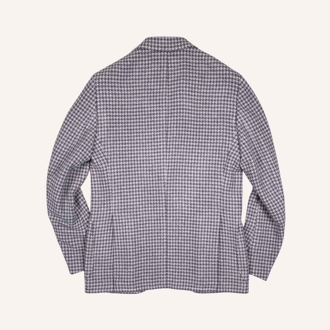 Grey Houndstooth Wool Blazer