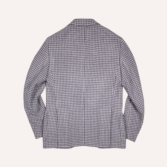 Grey Houndstooth Wool Blazer