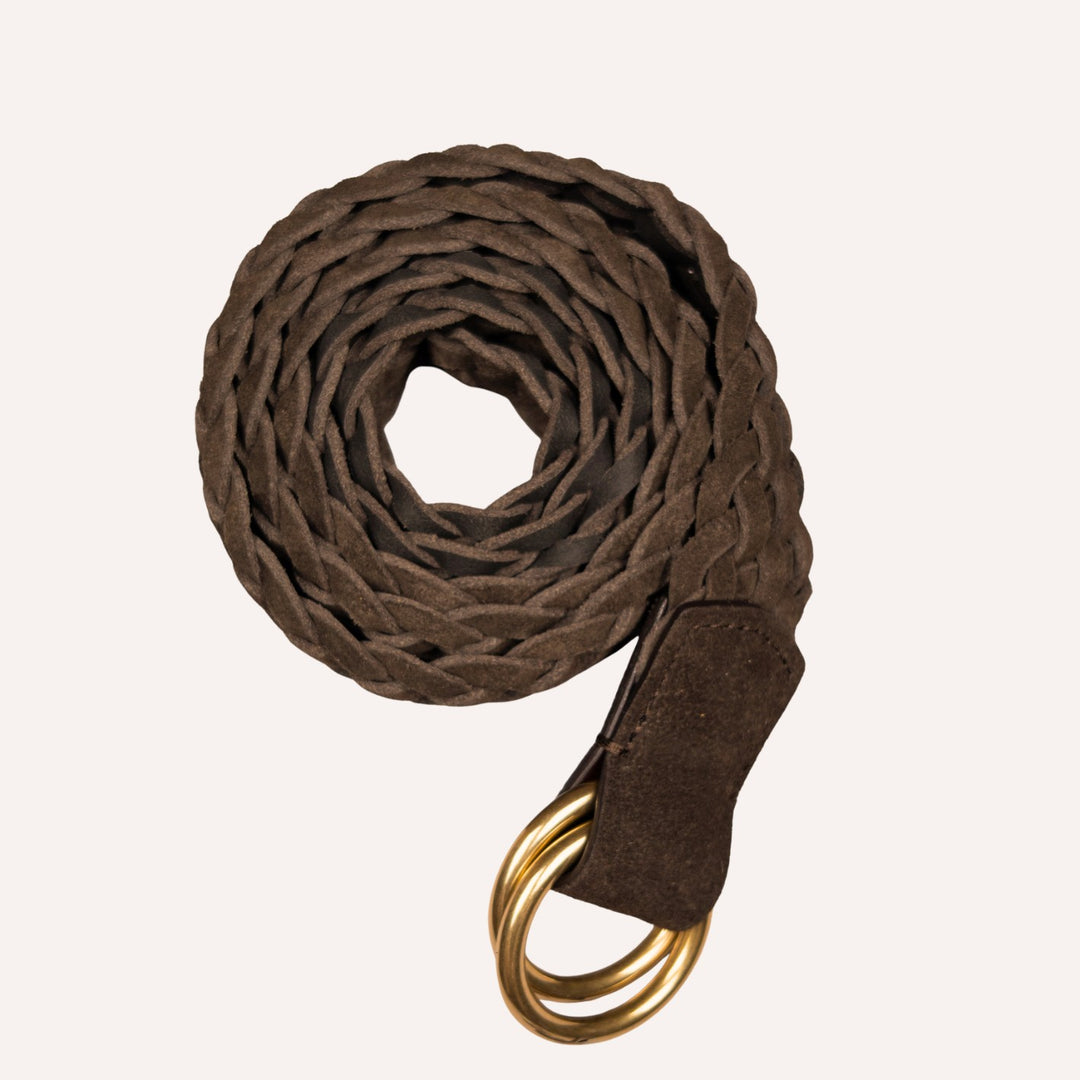 Brown Woven Suede Ring Buckle Belt