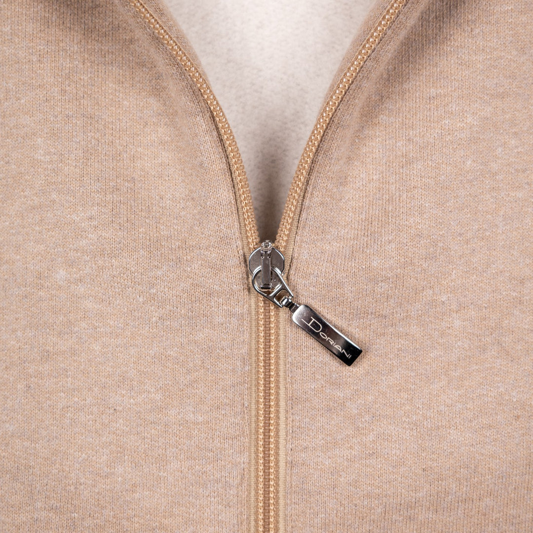 Taupe Cotton Cashmere Zip Hoodie