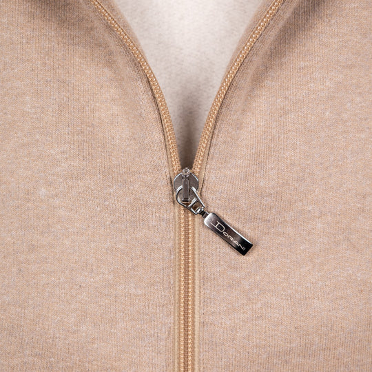 Taupe Cotton Cashmere Zip Hoodie