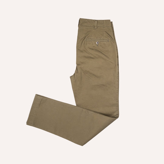 Dark Olive Green Cotton Chinos - Straight Fit