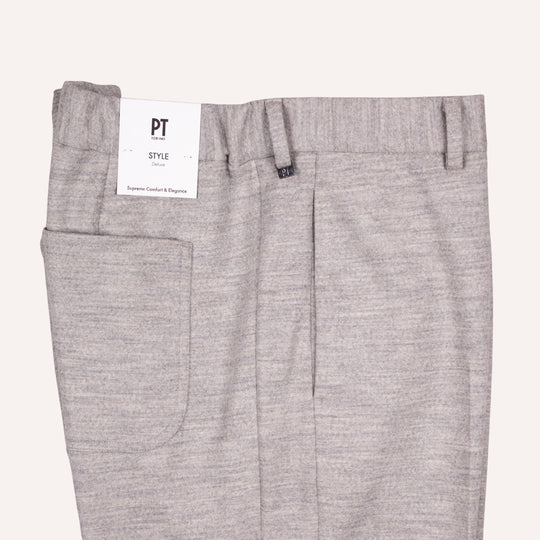 Light Grey Melange Wool Travel Trouser
