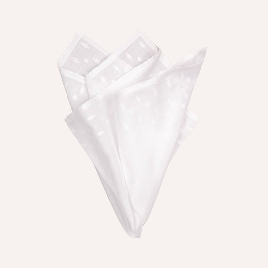 White Jacquard Cotton Pocket Square