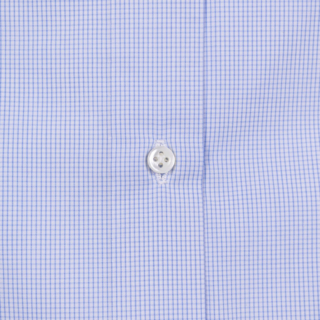 Blue Micro Gingham Shirt Popelin