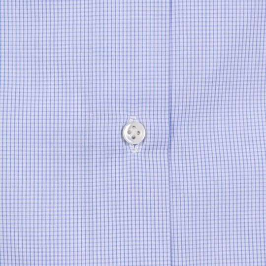 Blue Micro Gingham Shirt Popelin