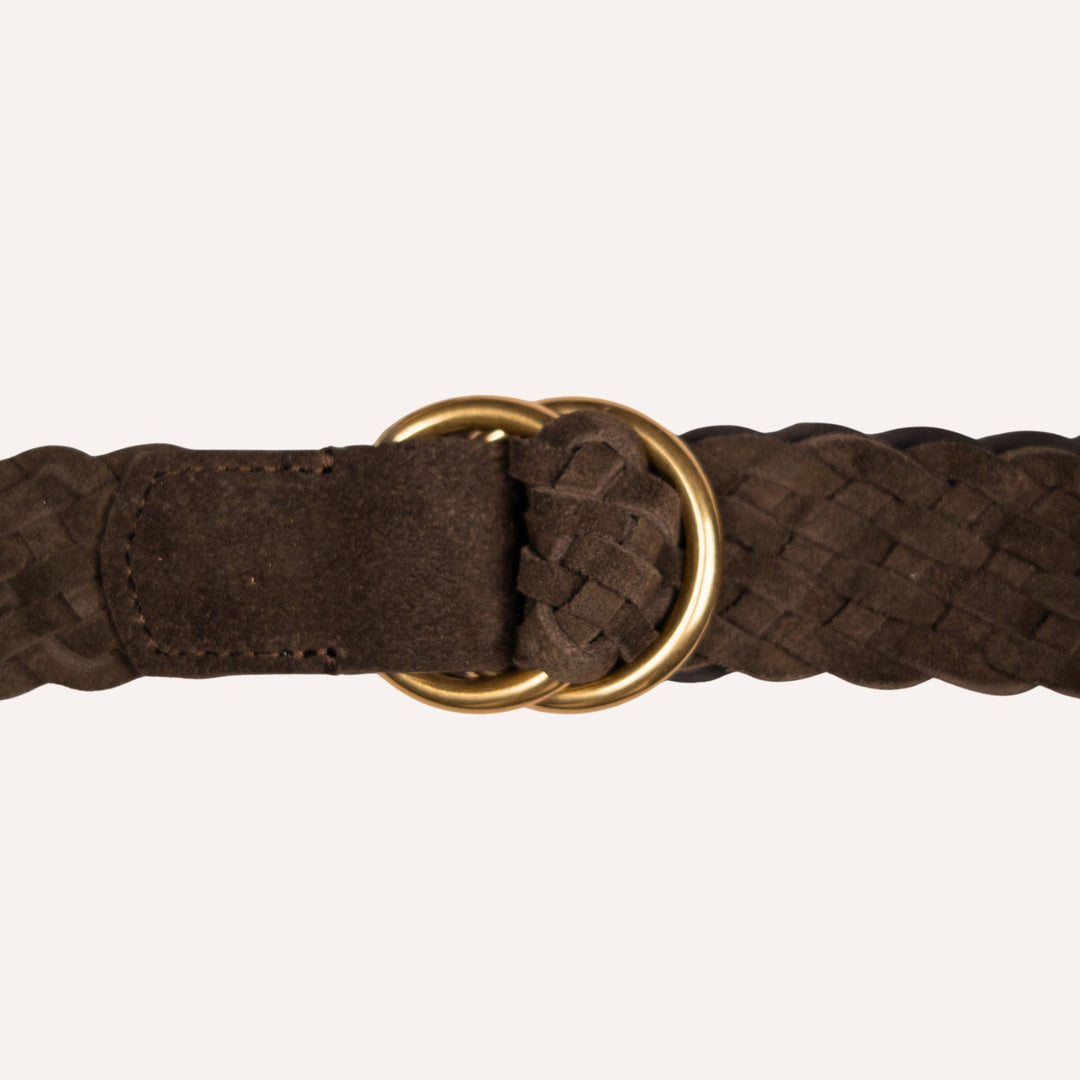 Brown Woven Suede Ring Buckle Belt