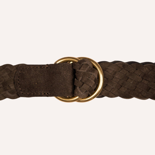 Brown Woven Suede Ring Buckle Belt