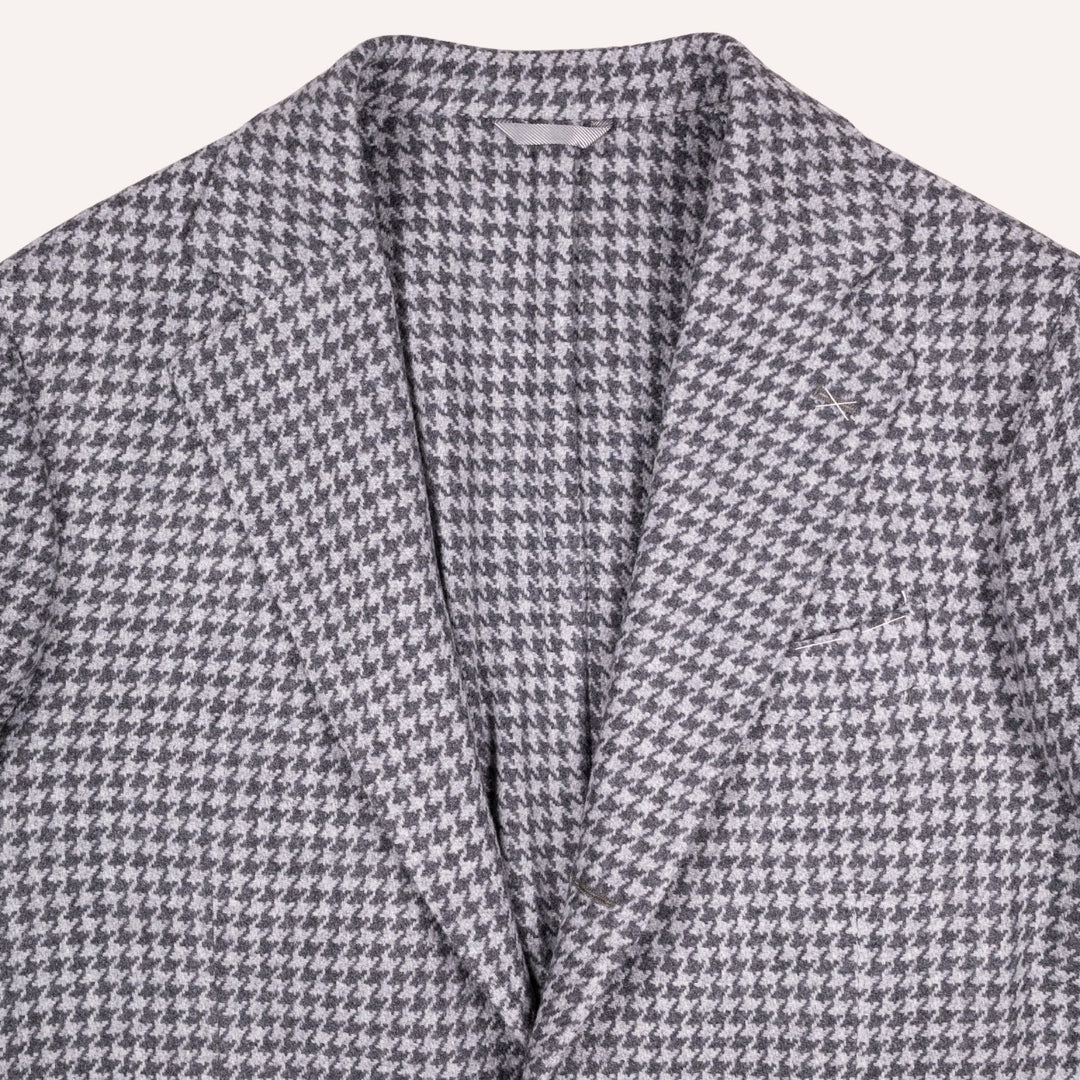 Grey Houndstooth Wool Blazer