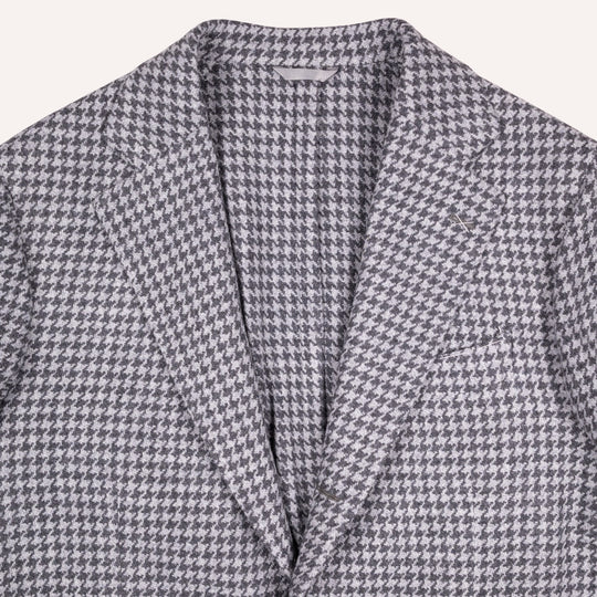 Grey Houndstooth Wool Blazer