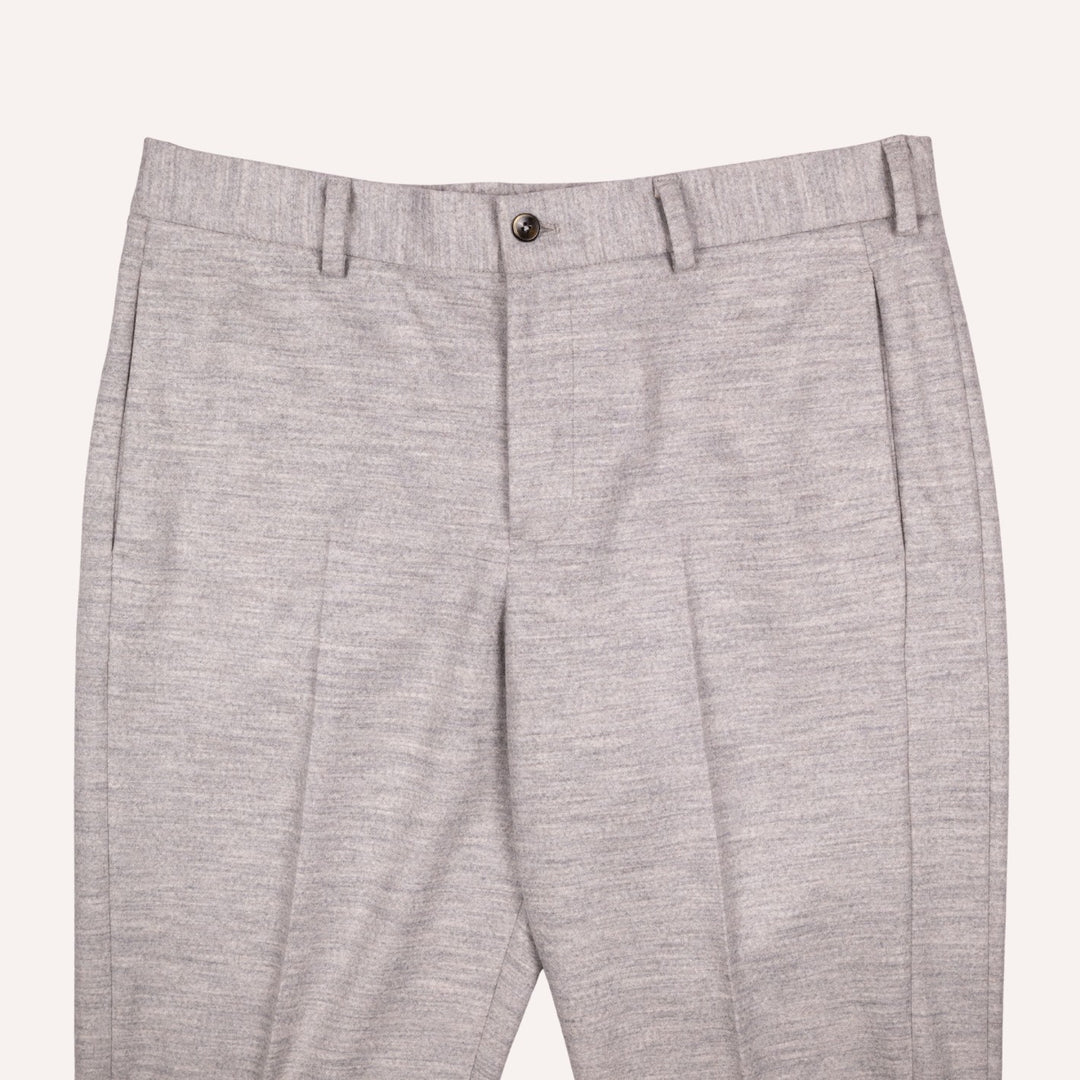Light Grey Melange Wool Travel Trouser