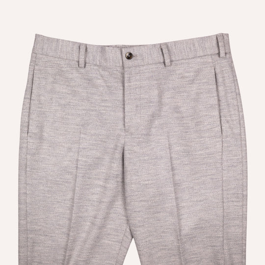 Light Grey Melange Wool Travel Trouser