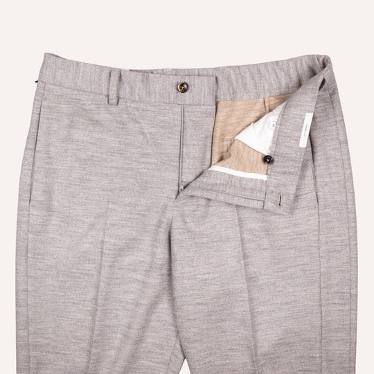 Light Grey Melange Wool Travel Trouser