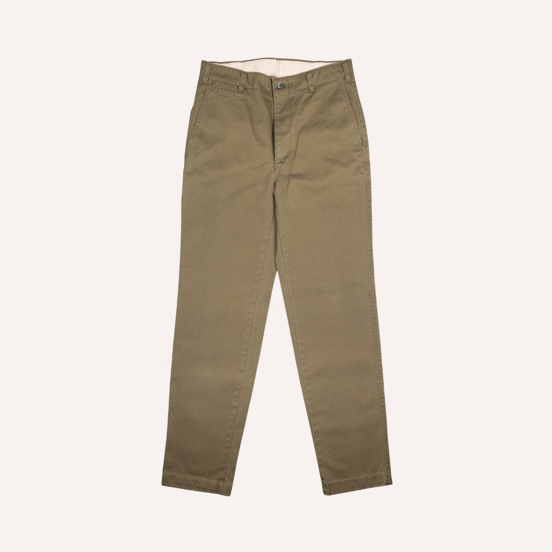 Dark Olive Green Cotton Chinos - Straight Fit