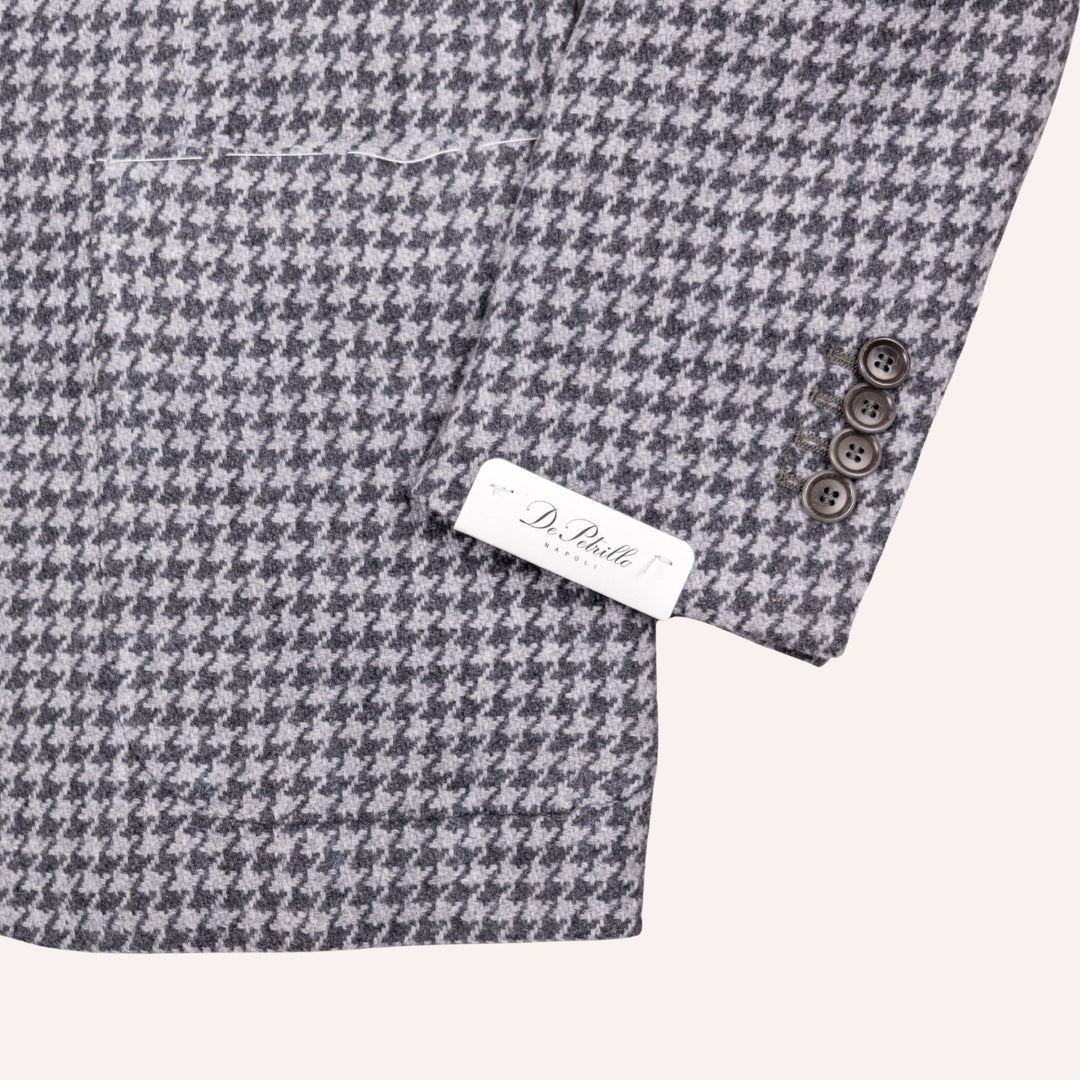 Grey Houndstooth Wool Blazer