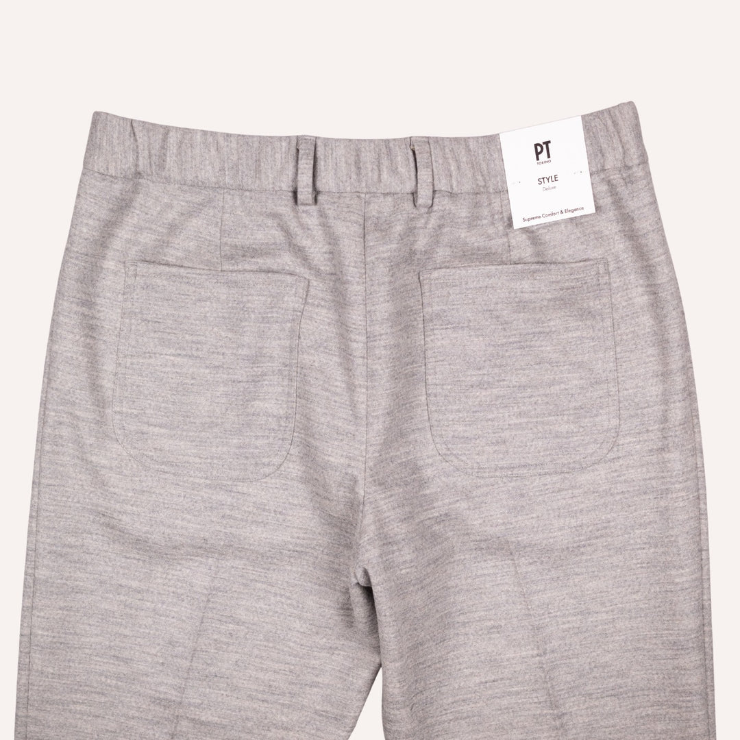 Light Grey Melange Wool Travel Trouser