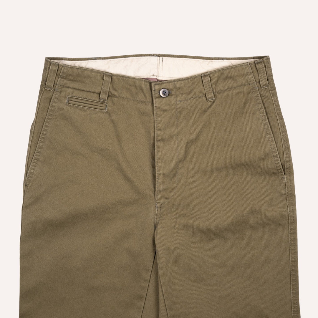 Dark Olive Green Cotton Chinos - Straight Fit