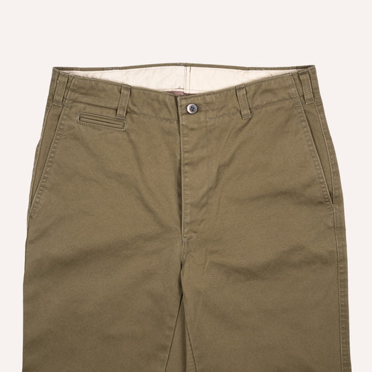 Dark Olive Green Cotton Chinos - Straight Fit