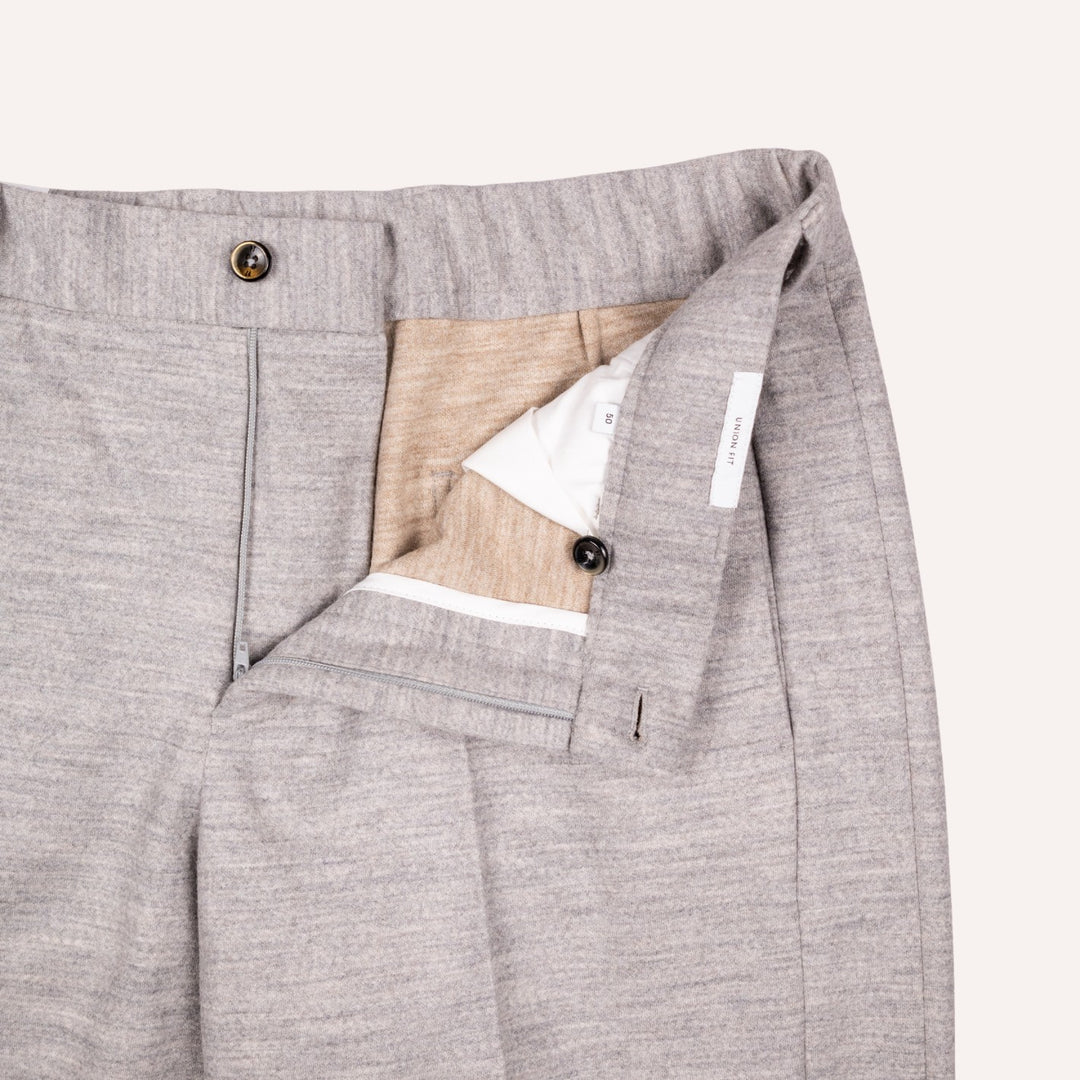 Light Grey Melange Wool Travel Trouser