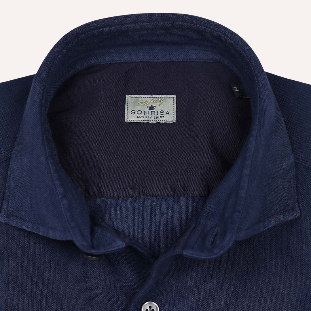 Dark Blue Cotton Pique Shirt