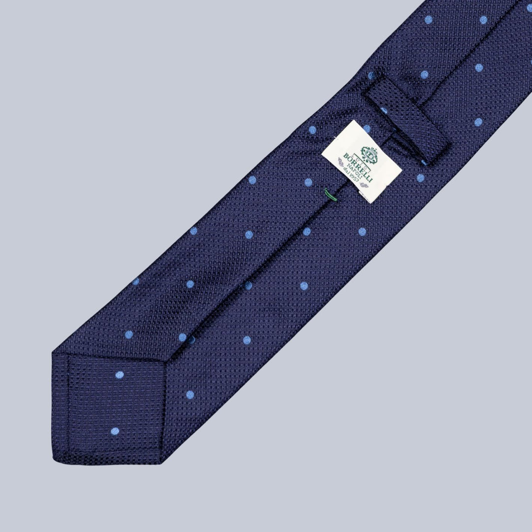 Navy & Blue Polka Dot Pattern Grenadine Tie