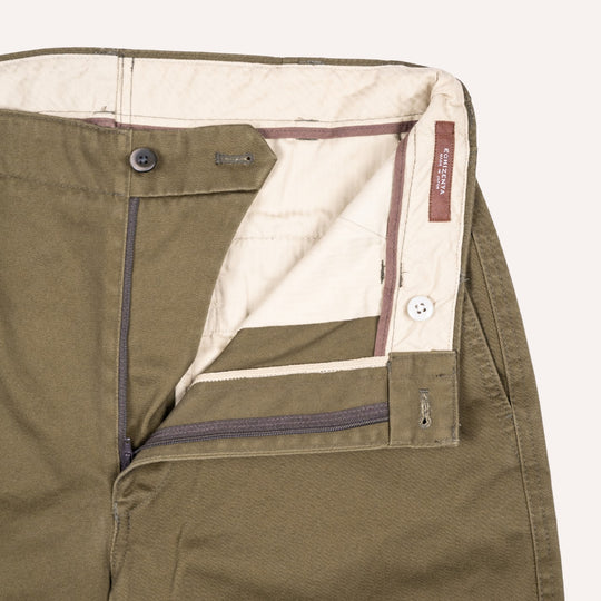 Dark Olive Green Cotton Chinos - Straight Fit