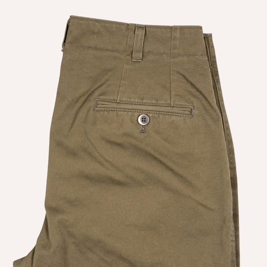 Dark Olive Green Cotton Chinos - Straight Fit