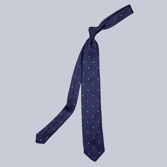 Navy & Blue Polka Dot Pattern Grenadine Tie