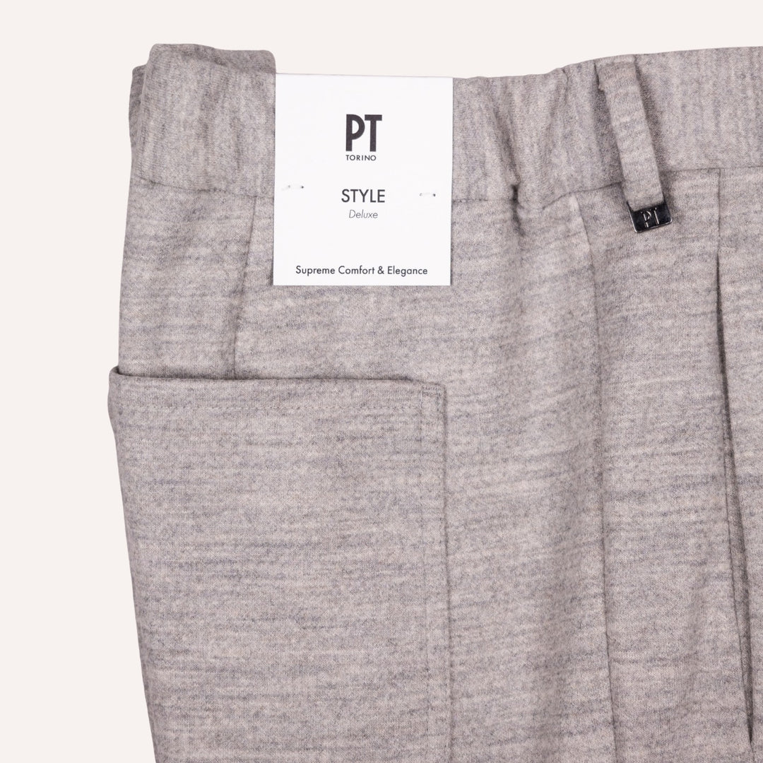 Light Grey Melange Wool Travel Trouser