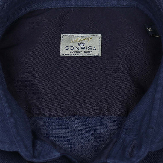 Dark Blue Cotton Pique Shirt