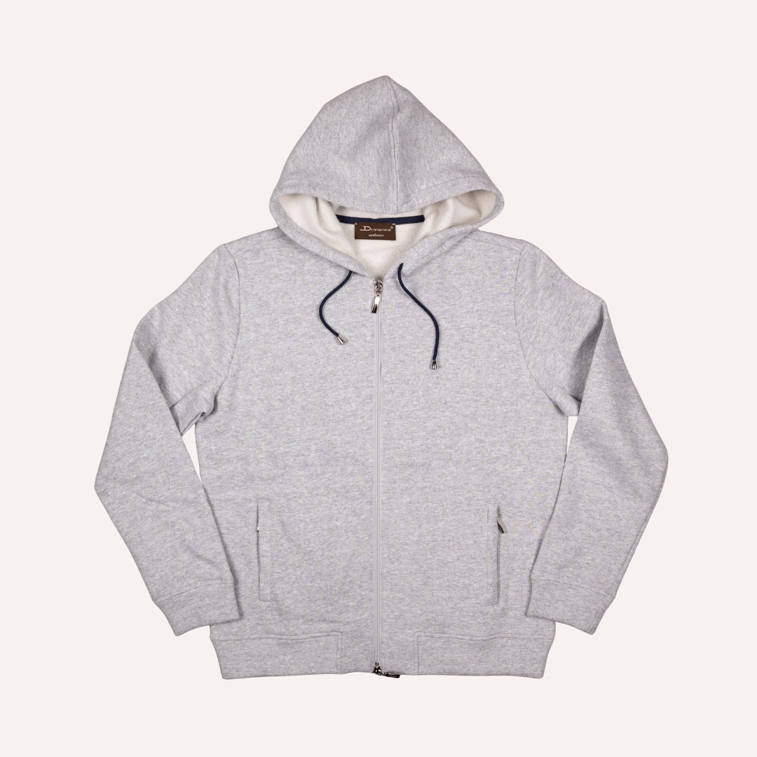Grey Cotton Cashmere Zip Hoodie