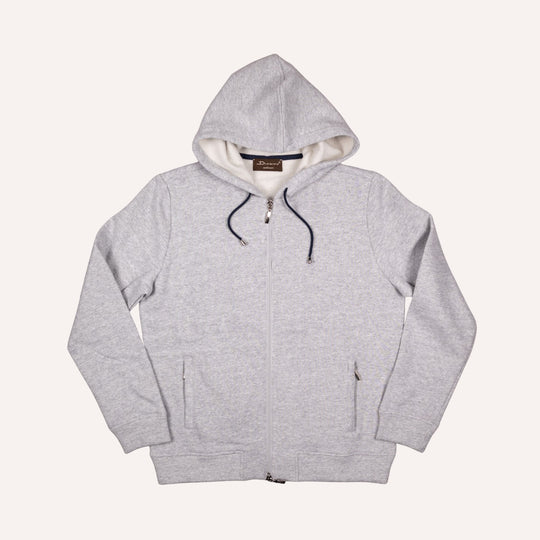 Grey Cotton Cashmere Zip Hoodie