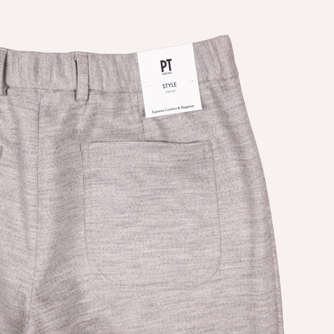 Light Grey Melange Wool Travel Trouser