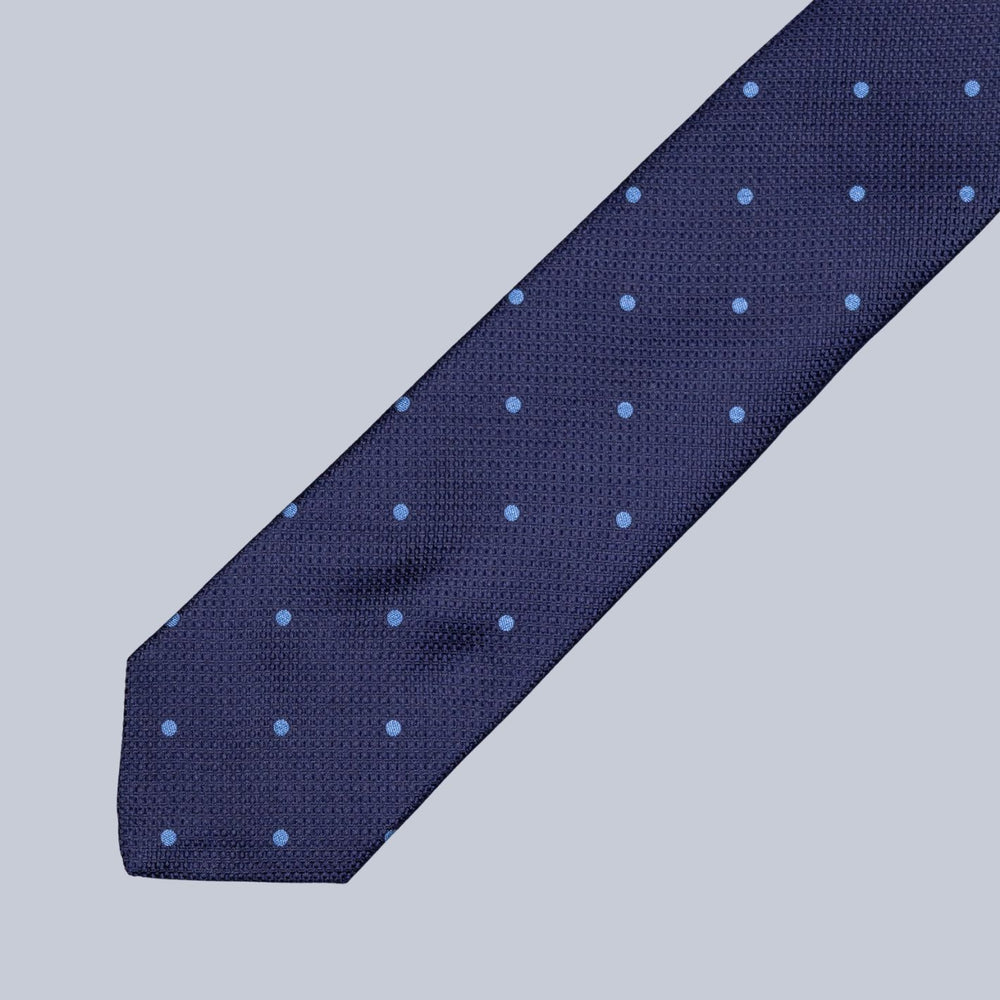 Navy & Blue Polka Dot Pattern Grenadine Tie