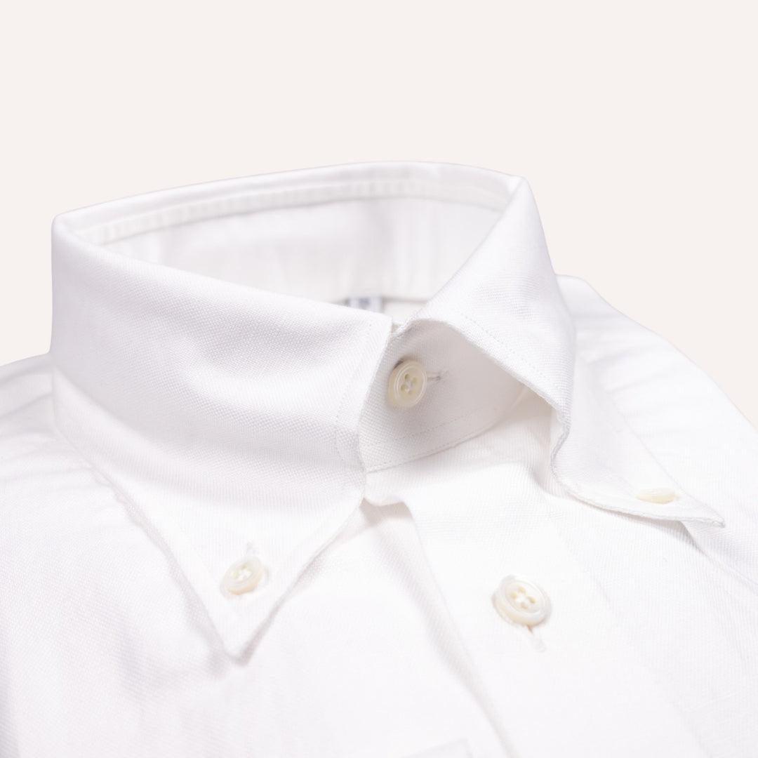 White Cotton Linen Button Down Shirt