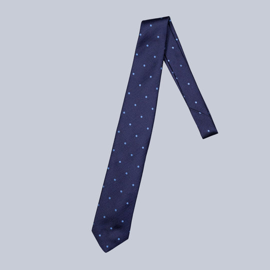 Navy & Blue Polka Dot Pattern Grenadine Tie