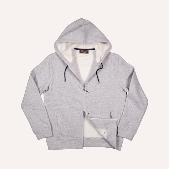 Grey Cotton Cashmere Zip Hoodie