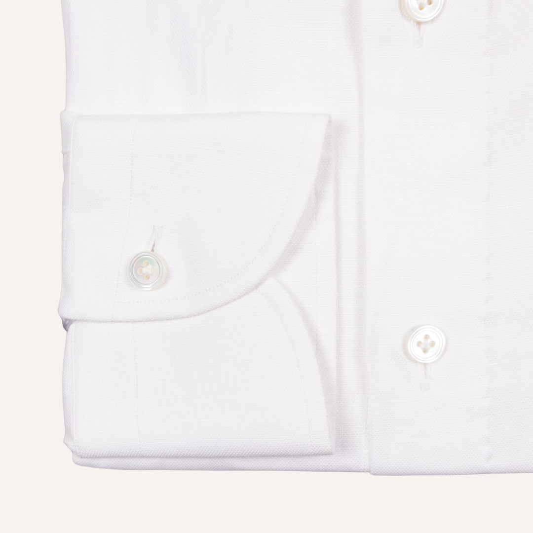 White Cotton Linen Button Down Shirt