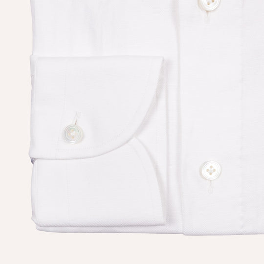White Cotton Linen Button Down Shirt