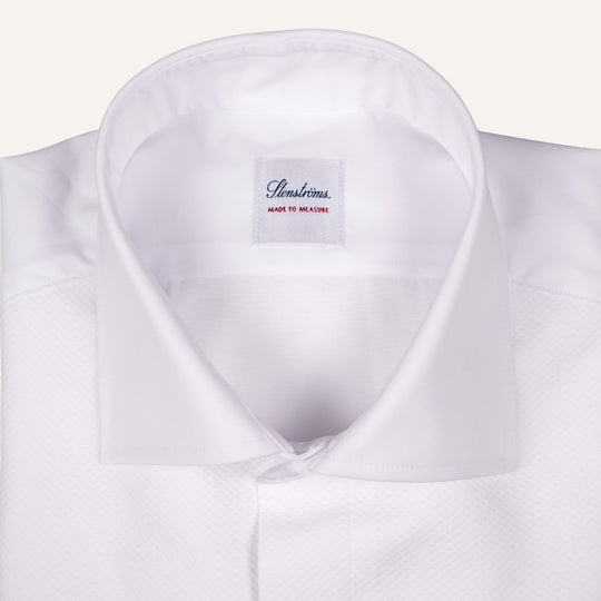 White Pique Front Regular Body Tuxedo Shirt