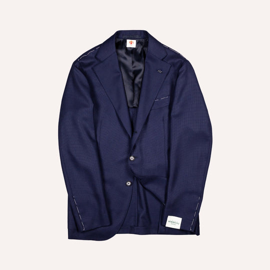 Blue Hopsack Patch Pocket Wool Blazer