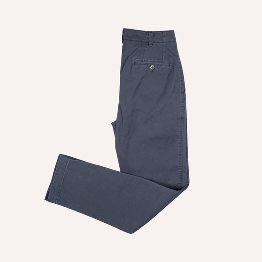 Washed Navy Cotton Chinos - Straight Fit