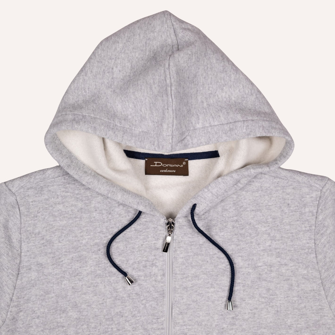 Grey Cotton Cashmere Zip Hoodie