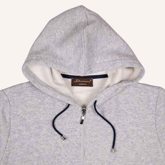 Grey Cotton Cashmere Zip Hoodie