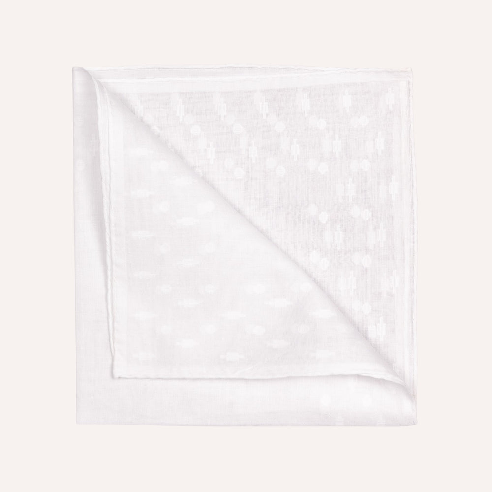 White Jacquard Cotton Pocket Square