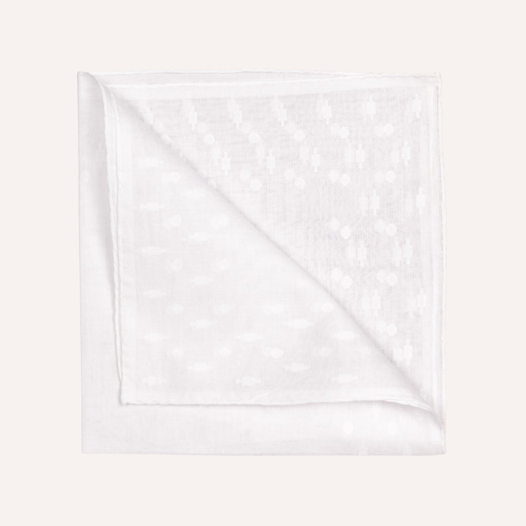 White Jacquard Cotton Pocket Square