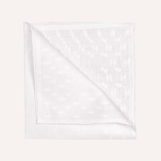 White Jacquard Cotton Pocket Square
