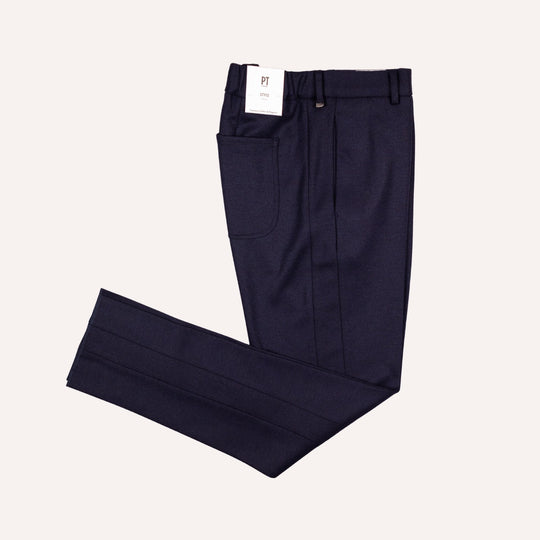 Navy Wool Travel Trouser